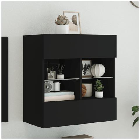 Mobile TV a Parete con Luci LED Nero 58,5x30x60,5 cm - Foto 2
