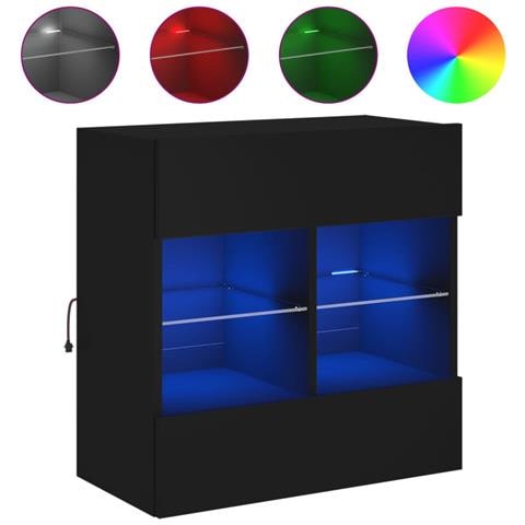 Mobile TV a Parete con Luci LED Nero 58,5x30x60,5 cm - Foto 1