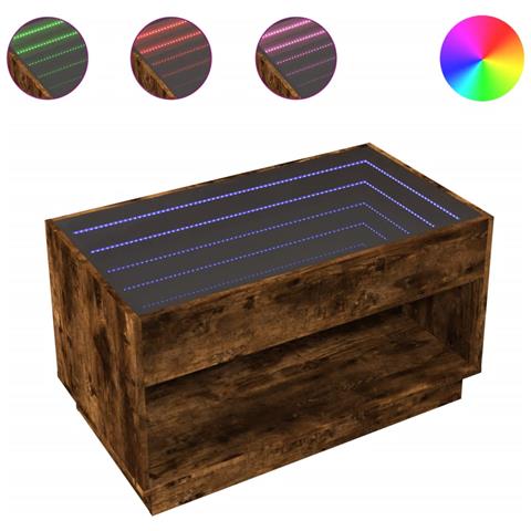 Tavolino Da Salotto Con Led Infinity Rovere Fumo 90x50x50 Cm - Foto 2