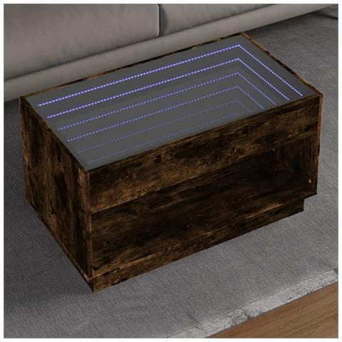 Tavolino Da Salotto Con Led Infinity Rovere Fumo 90x50x50 Cm - Foto 1