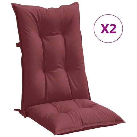 Cuscini Sedia Schiena Alta 2 Rosso Vino Mélange 120x50x7 Cm - Foto 2