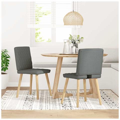 Sedie Da Pranzo 2 Pz Grigio Scuro In Tessuto - Foto 1