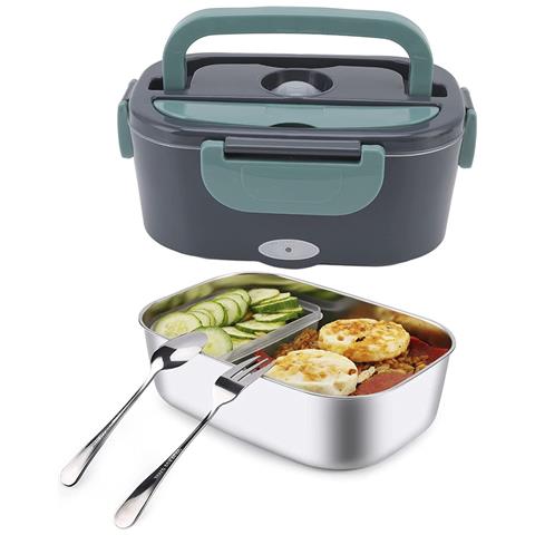 Lunch Box Elettrica Da 40w, Di 1500ml. Riscalda Il Tuo Cibo Al Suo Interno. Adattatore Di Corrente E Per Auto. Include Posate E Custodia. - Foto 6