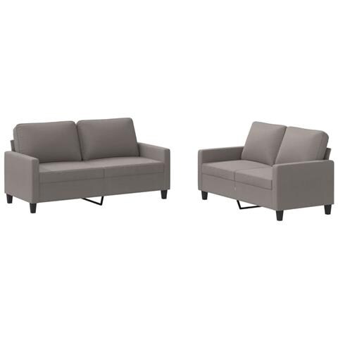 Set Di Divani 2 Pz Con Cuscini Tortora In Tessuto - Foto 1