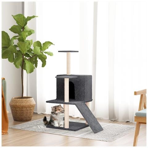 Albero per Gatti con Tiragraffi in Sisal Grigio Scuro 82 cm - Foto 2