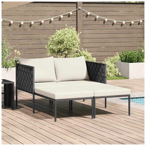 lettino prendisole  con cuscini per 2 persone grigio antracite 115x153x69,5 cm in acciaio - Foto 2