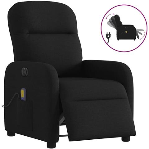 Poltrona Massaggiante Reclinabile Elettrica Nera in Tessuto - Foto 1