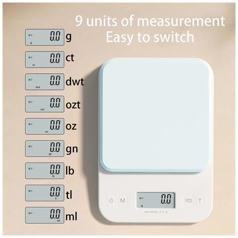 Bilancia Da Cucina Digitale Con Funzione Di Conteggio - Modello Con Batterie Blu - Foto 5