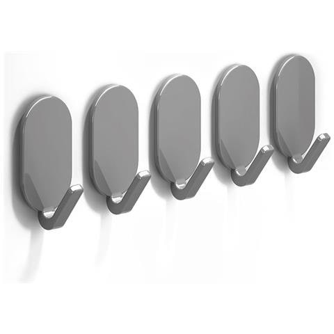 Ganci Ovali Autoadesivi Grigi - Set Da 5, Resistenti Fino A 10 Kg, Ideali Per Bagno E Cucina Grey - Foto 1