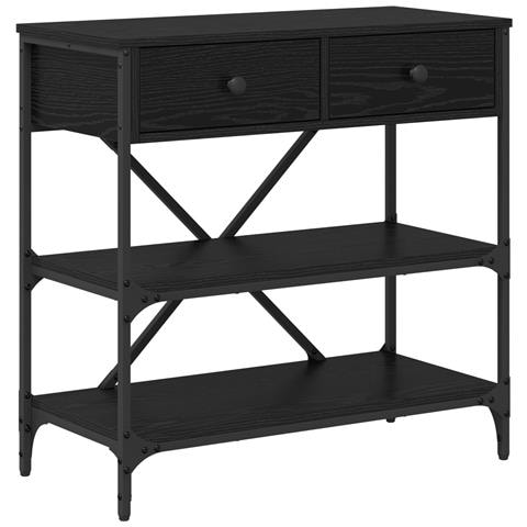 Tavolo Console Rovere Nero 75x34.5x75 cm Legno Compatto - Foto 1