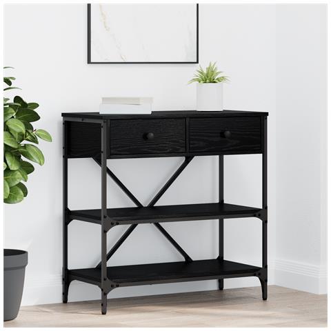 Tavolo Console Rovere Nero 75x34.5x75 cm Legno Compatto - Foto 2