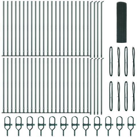 Recinzione in Rete Saldature con 13 Pali Flangiati Verde 1x100 m Acciaio - Foto 1