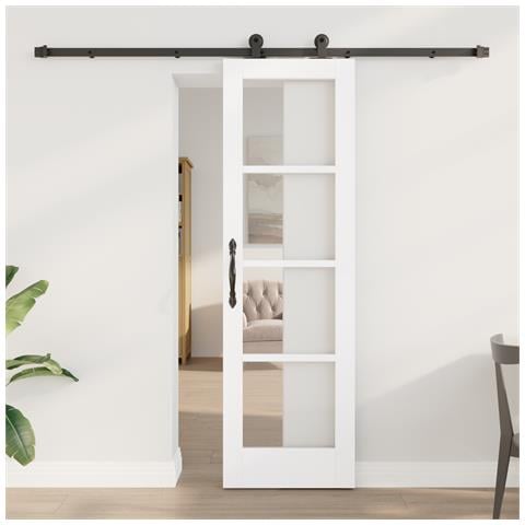"Porta Scorrevole con Kit Hardware ""ORKDAL"" Bianca 61x198.5 cm, Porta Interna con Vetro ""ORKDAL"" Bianca 61x198.5x4 cm" - Foto 2