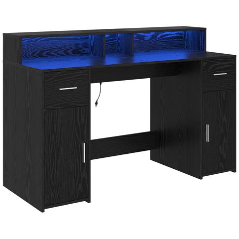 Scrivania Rovere Nero 140x55x91 cm Legno ingegnerizzato - Foto 1