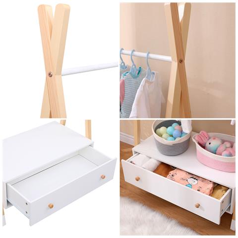 Armadio Per Bambini In Legno E Bianco Con Cassetto Lou - Foto 12