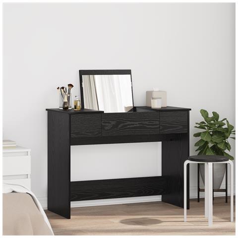 Toeletta con Specchio Rovere Nero 100x45x76 cm - Foto 2