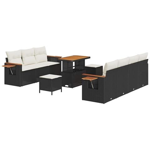 Set Divano da Giardino 10 pcs Nero e crema 90 x 55 x 71 cm - Foto 1
