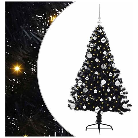Albero di Natale artificiale con luci integrate Nero 150 cm PVC - Foto 1