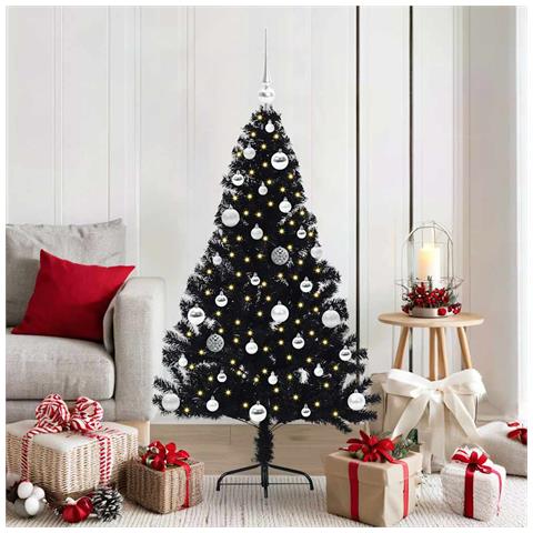 Albero di Natale artificiale con luci integrate Nero 150 cm PVC - Foto 2