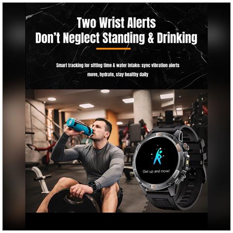 Smartwatch Multifunzionale Con Monitoraggio Frequenza Cardiaca, Pressione Sanguigna E Sonno Compatibile Con L'app Gloryfit Black - Foto 7