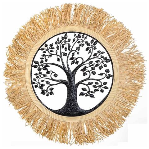 Specchio In Metallo E Rafia Marrone D62x1,5h - Foto 2