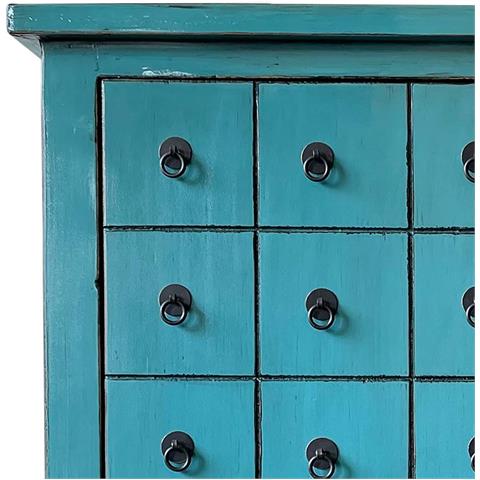 Armadio In Legno Blu Fatto A Mano, Dimensioni 102x42x120 Cm - Foto 2