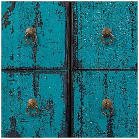 Armadio In Legno Blu Fatto A Mano, Dimensioni 102x42x120 Cm - Foto 5
