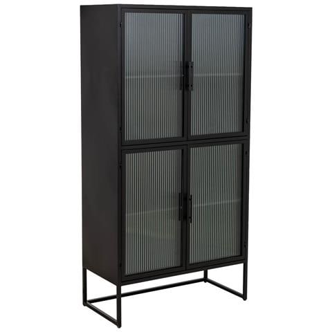 Vetrina In Metallo Nero Con 4 Ante Cm 80x38,5x161h - Foto 1