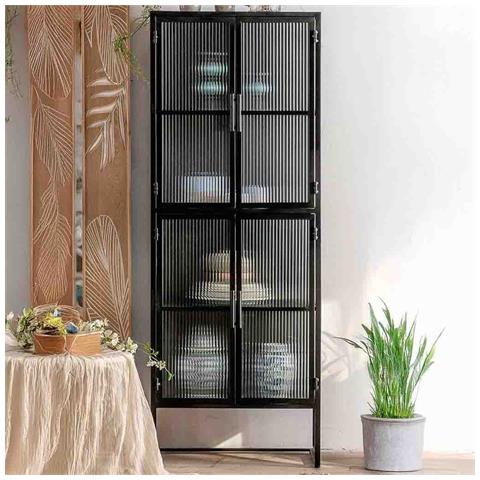 Vetrina In Metallo Nero Con 4 Ante Cm 80x38,5x161h - Foto 2