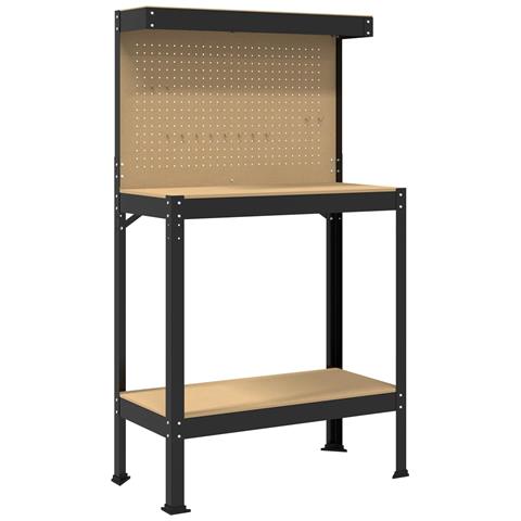 Banco da lavoro con lo scaffale Nero 81 x 41 x 145 cm - Foto 1