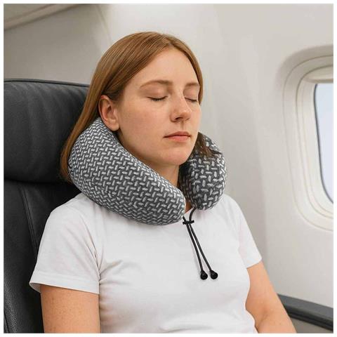 Cuscino da Viaggio per il Collo Grigio 30 x 28 x 14 cm - Foto 2