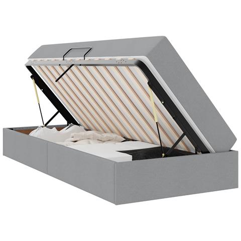 Letto con contenitore e materasso Grigio chiaro 90 x 200 cm - Foto 1