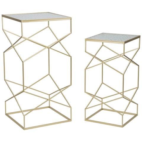 Coppia Consolle Glassy In Ferro Dorato E Specchio, H 100 E 80 Cm - Foto 1