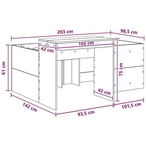 Letto alto per bambini con scrivania Legno antico 98.5 x 200 cm - Foto 9