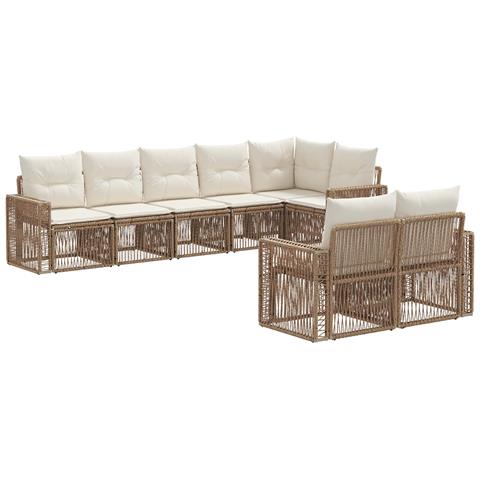 Set Divano da Giardino 8 pcs Beige e Bianco Crema polyrattan - Foto 1