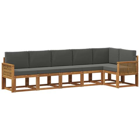 Set di divani da esterno 6 pcs Naturale e Antracite Poliestere - Foto 1