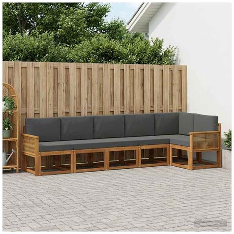 Set di divani da esterno 6 pcs Naturale e Antracite Poliestere - Foto 2