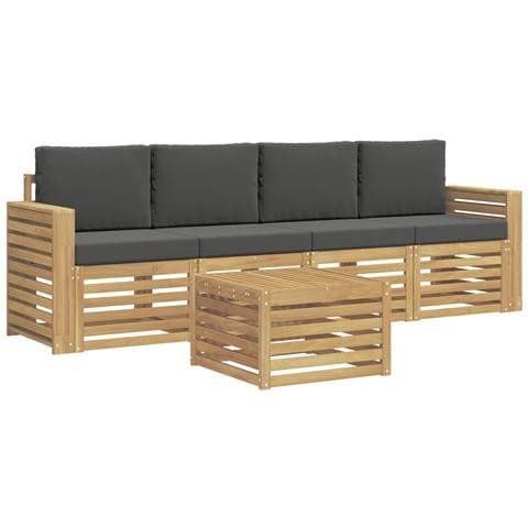 Set di divani da esterno 5 pcs Bianco e Antracite Poliestere - Foto 1