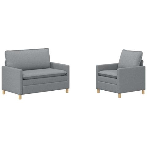 Set di divani 2 pz Grigio chiaro Tessuto - Foto 1