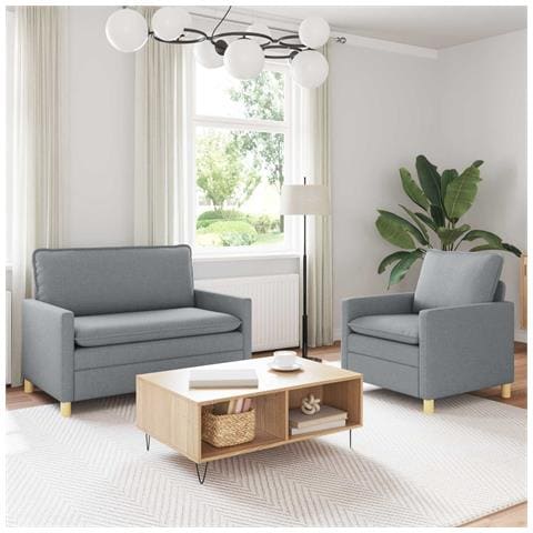 Set di divani 2 pz Grigio chiaro Tessuto - Foto 9