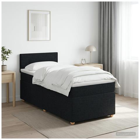 Letto box spring con materasso Nero 90 x 190 cm Tessuto - Foto 2