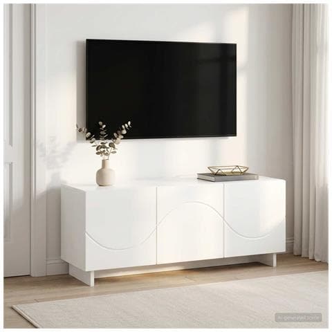 Supporto TV 90 x 34.5 x 40 cm Bianco Lucido - Foto 2