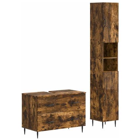Set di Armadi da Bagno da 2 Pezzi HAARLEM Rovere Fumo - Foto 1
