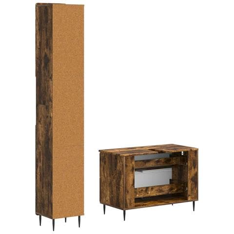 Set di Armadi da Bagno da 2 Pezzi HAARLEM Rovere Fumo - Foto 9