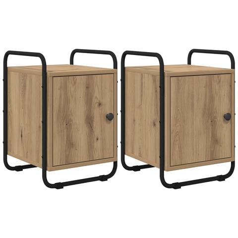 Armadio da Notte 2 pz Rovere Artigianale Legno ingegnerizzato - Foto 1