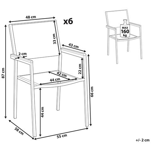 Sedie Da Giardino Nera In Acciaio Inossidabile Set Di 6 Pz Grosseto - Foto 23