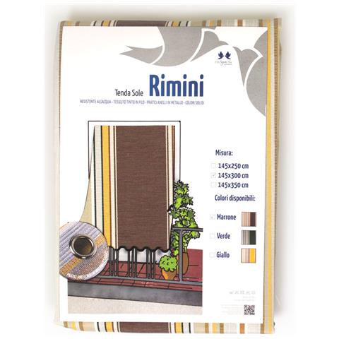 Tenda Da Sole A Caduta Per Esterno Balcone Casa Telo Ombra Modello Riga Fine 145x350 Marrone - Foto 5