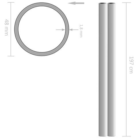 Tubi in Acciaio Inossidabile Rotondi 2 pz V2A 2m Ø48x1,8mm - Foto 2