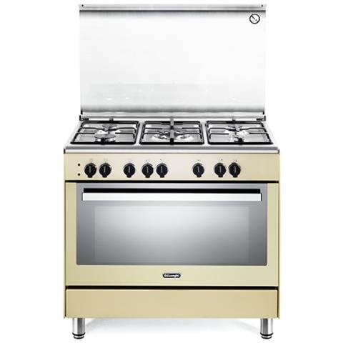 Cucina Elettrica PEMC 96 ED 5 Fuochi a Gas Forno Elettrico Multifunzione Termoventilato Dimensioni 90 x 60 cm Colore Crema Serie Premium - Foto 1