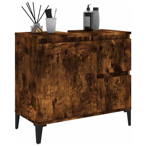Armadietto Bagno Rovere Fumo 65x33x60 Cm In Legno Multistrato - Foto 2